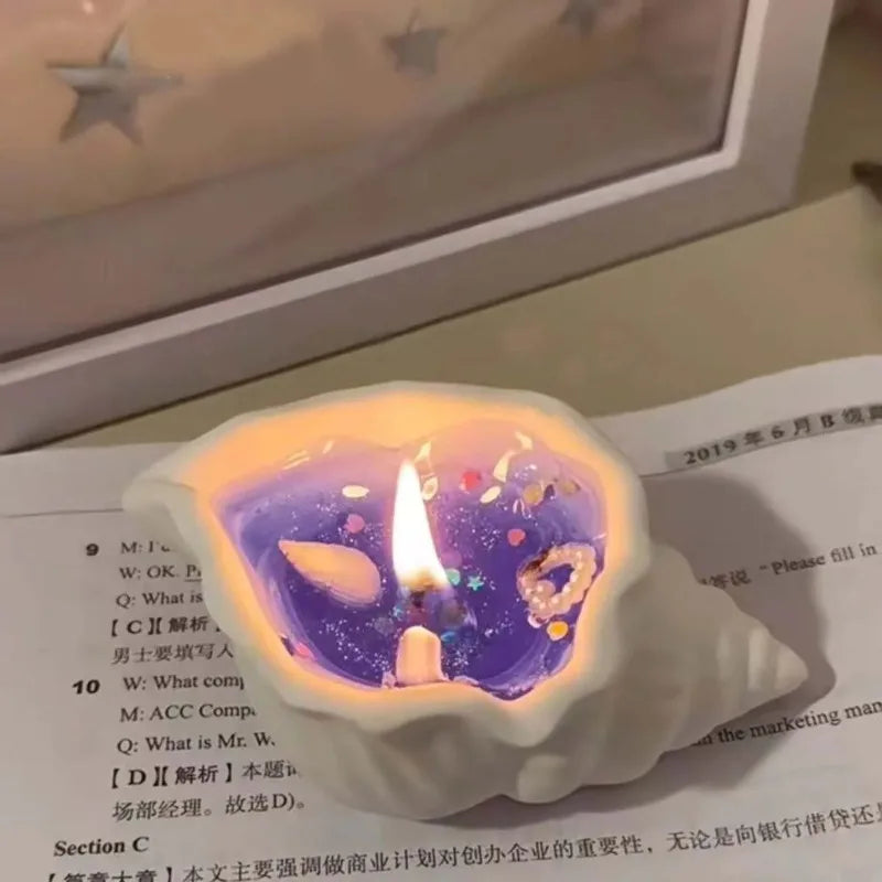 LAQTA Sea Shell Aromatherapy Candle with a seashell design, creating a relaxing coastal ambiance.