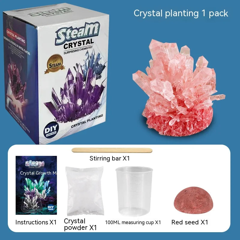 LAQTA Technology Toy Crystal Planting DIY kit with colorful crystals and tools for creative science experiments and plant growth.