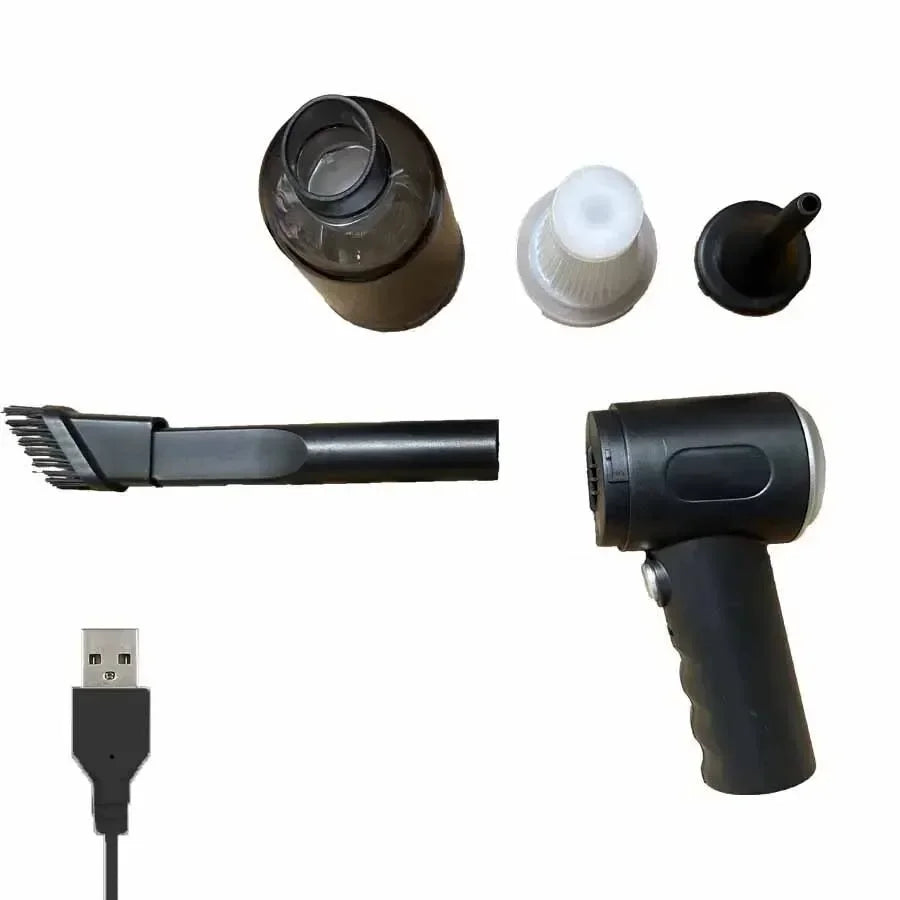 LAQTA wireless car vacuum cleaner shown with compact design and handheld nozzle for easy cleaning inside a vehicle.