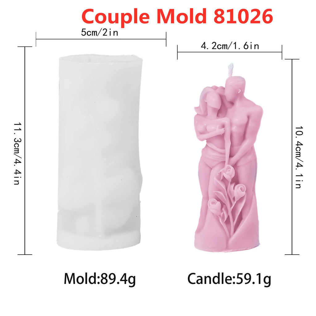 LAQTA new couple aromatherapy candle silicone mold with heart and couple-shaped designs for handmade candles.