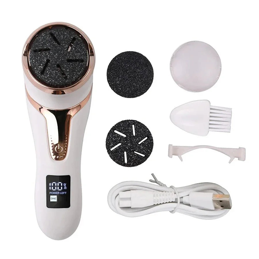 LAQTA electric foot file pedicure machine with ergonomic handle and abrasive roller for smooth, healthy feet.