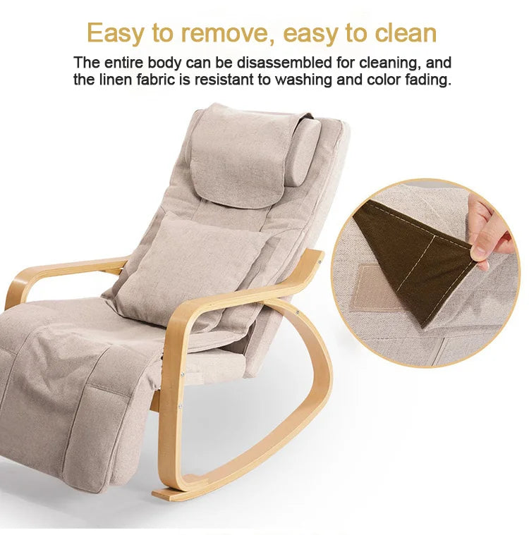 LAQTA electric rocking massage chair with cushioned seat and armrests, designed for relaxing full-body massage.