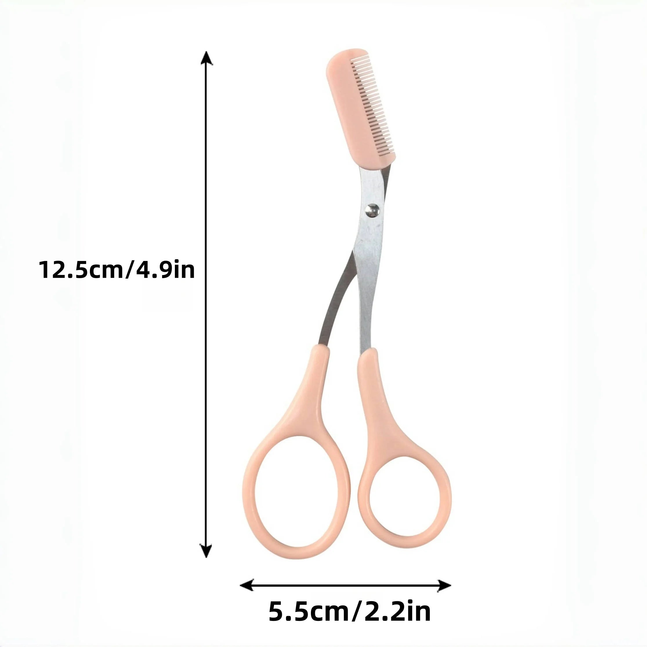 Pink eyebrow trimming scissors by LAQTA with sharp blades and ergonomic handles for precise grooming.
