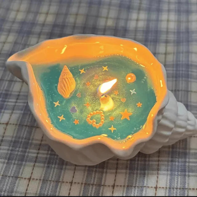 LAQTA sea shell aromatherapy candle with a natural seashell design, perfect for relaxing home decor and soothing ambiance.
