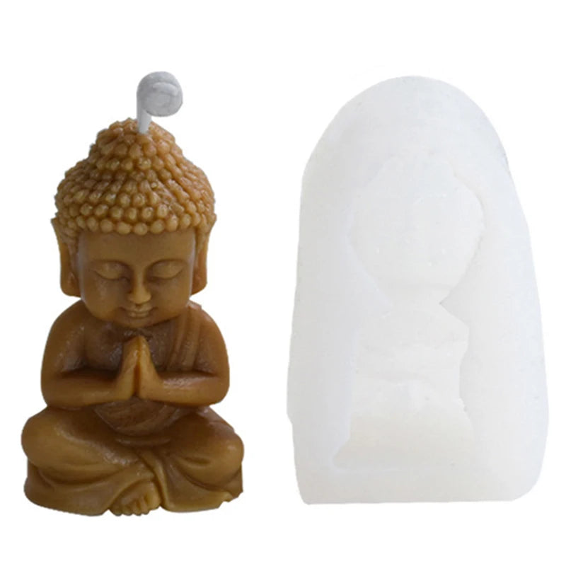 LAQTA Little Buddha Candle silicone mold showing detailed Buddha head design for homemade candle making.