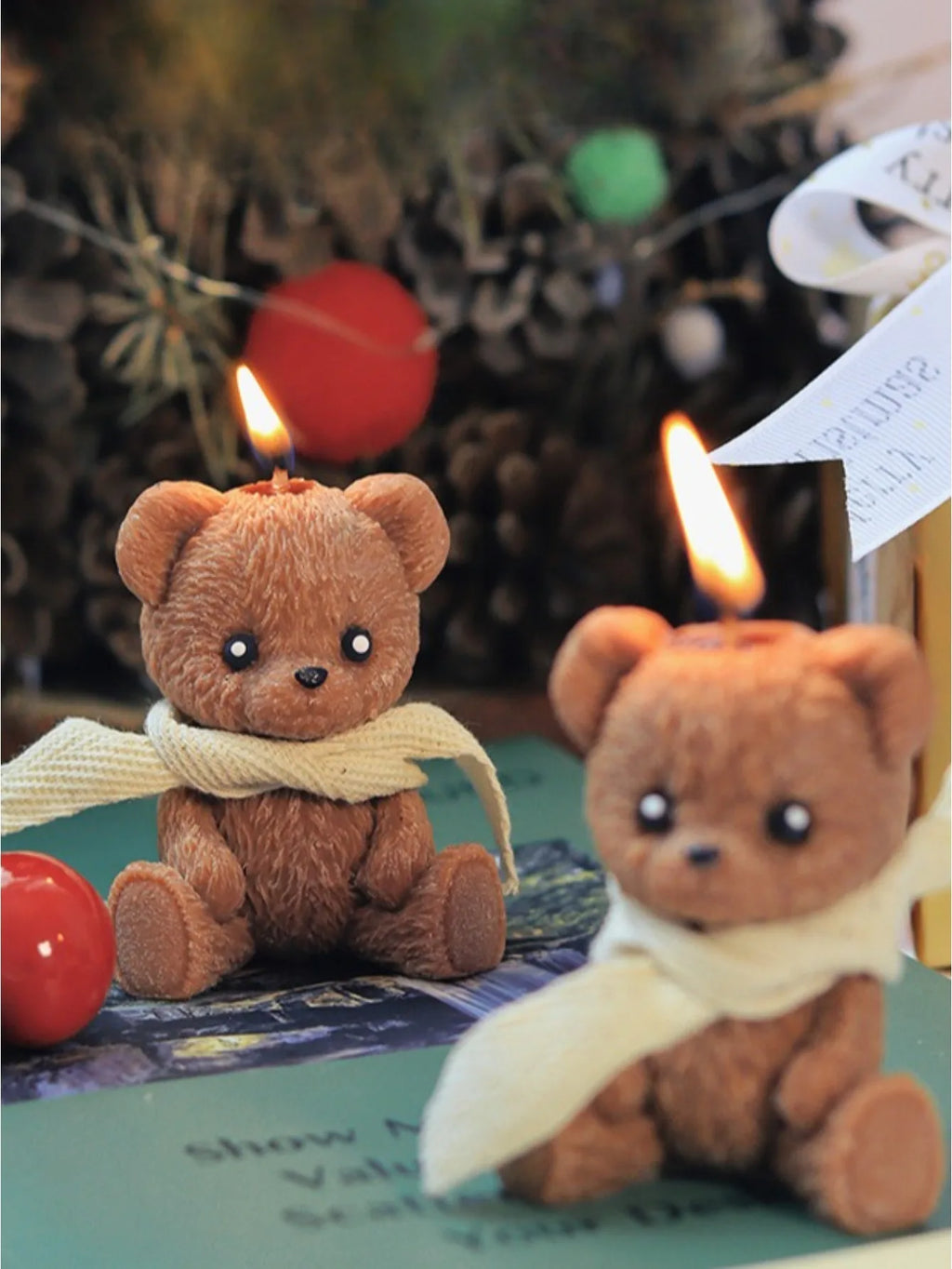 LAQTA Cute Scarf Teddy Bear scented candle with cozy scarf design, soft wax, and teddy bear shape in a charming display.