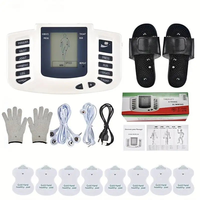 LAQTA Full Body Tens Muscle Electrostimulator device with multiple electrode pads for muscle stimulation and pain relief.