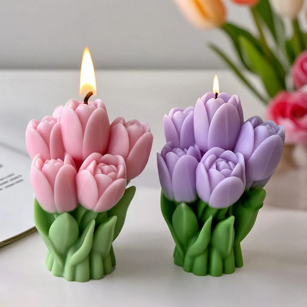 LAQTA Valentine's Day gift tulip bouquet silicone mold showing detailed tulip flower design for cake decorating and crafts.