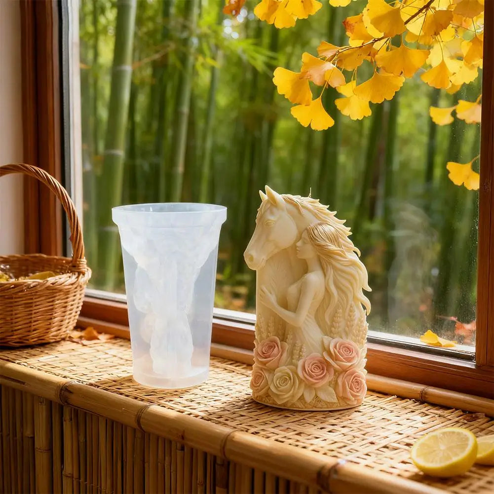 LAQTA Dreamy Horse Head Candle Mold showing detailed horse head shape in silicone for candle making.