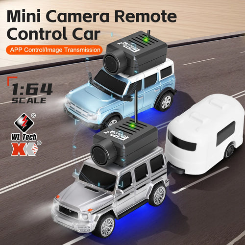 LAQTA 1/64 Mini RC Car with 720P FPV camera, compact remote-controlled vehicle with high-definition live video feed.
