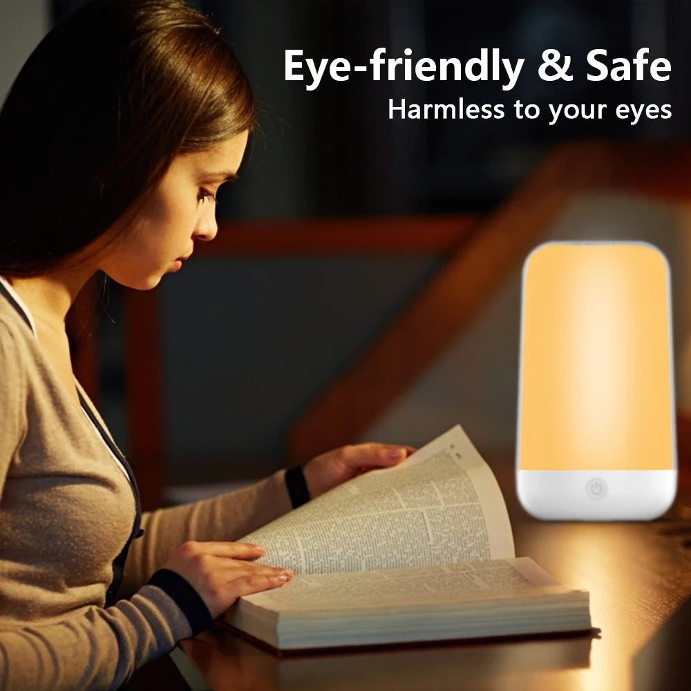 LAQTA Smart Touch Bedside Table Lamp with sleek design, touch control, and adjustable lighting for modern bedroom decor.