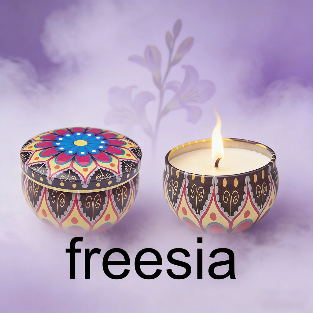 LAQTA ham-scented aromatherapy candle in a decorative glass jar, emitting a warm, inviting glow.