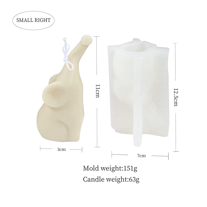 LAQTA 3D elephant silicone candle mold showing detailed elephant shape perfect for crafting decorative candles