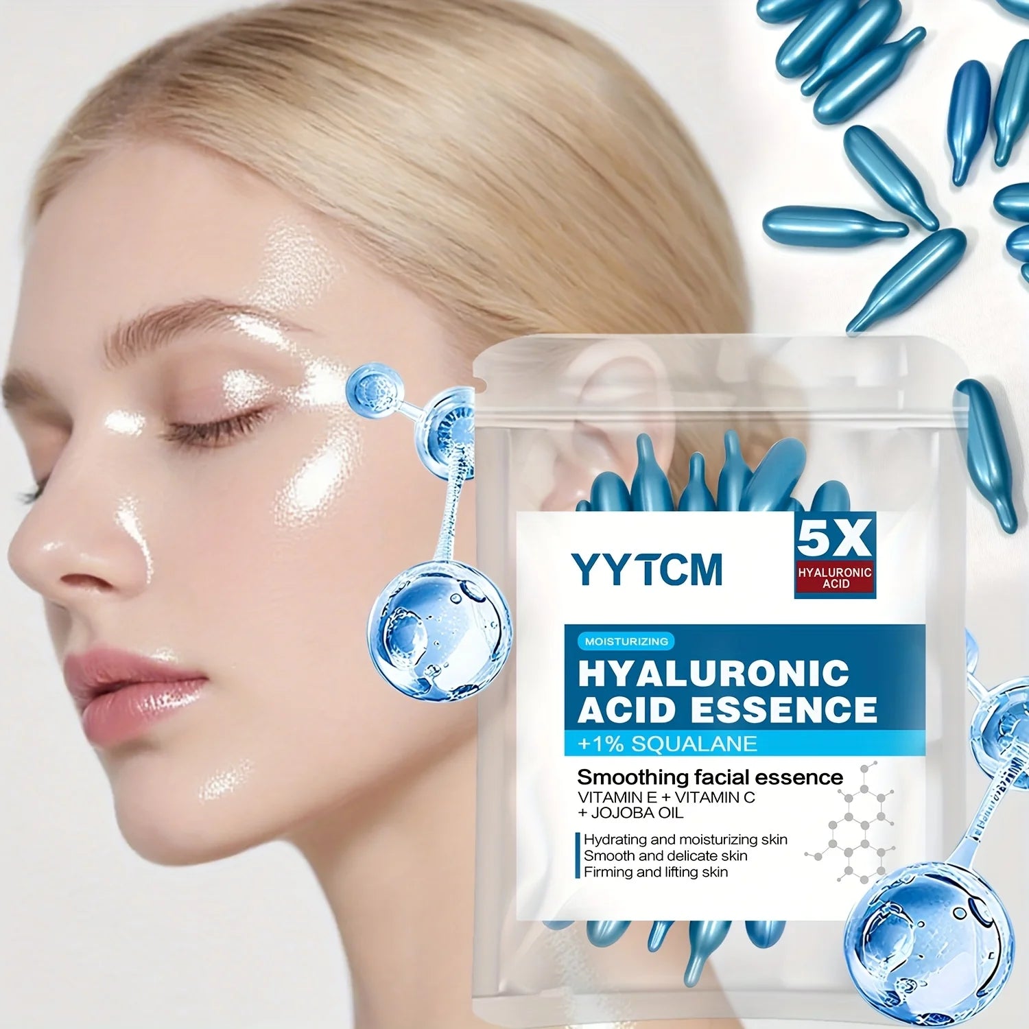 LAQTA Hyaluronic Acid Deep Moisturizing Capsule showing the sleek white capsule container and label.