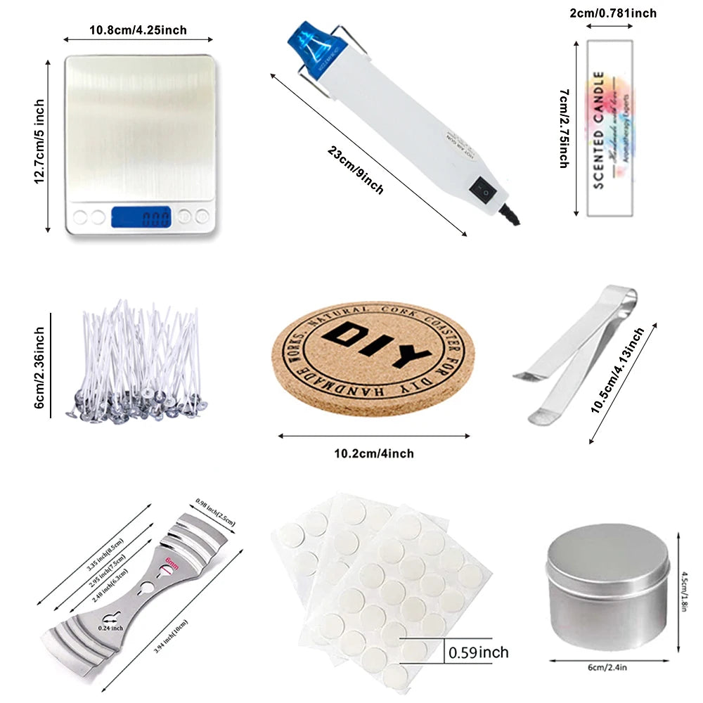 LAQTA DIY Candle Craft Tools Kit with various wicks, molds, and accessories for homemade candle making.