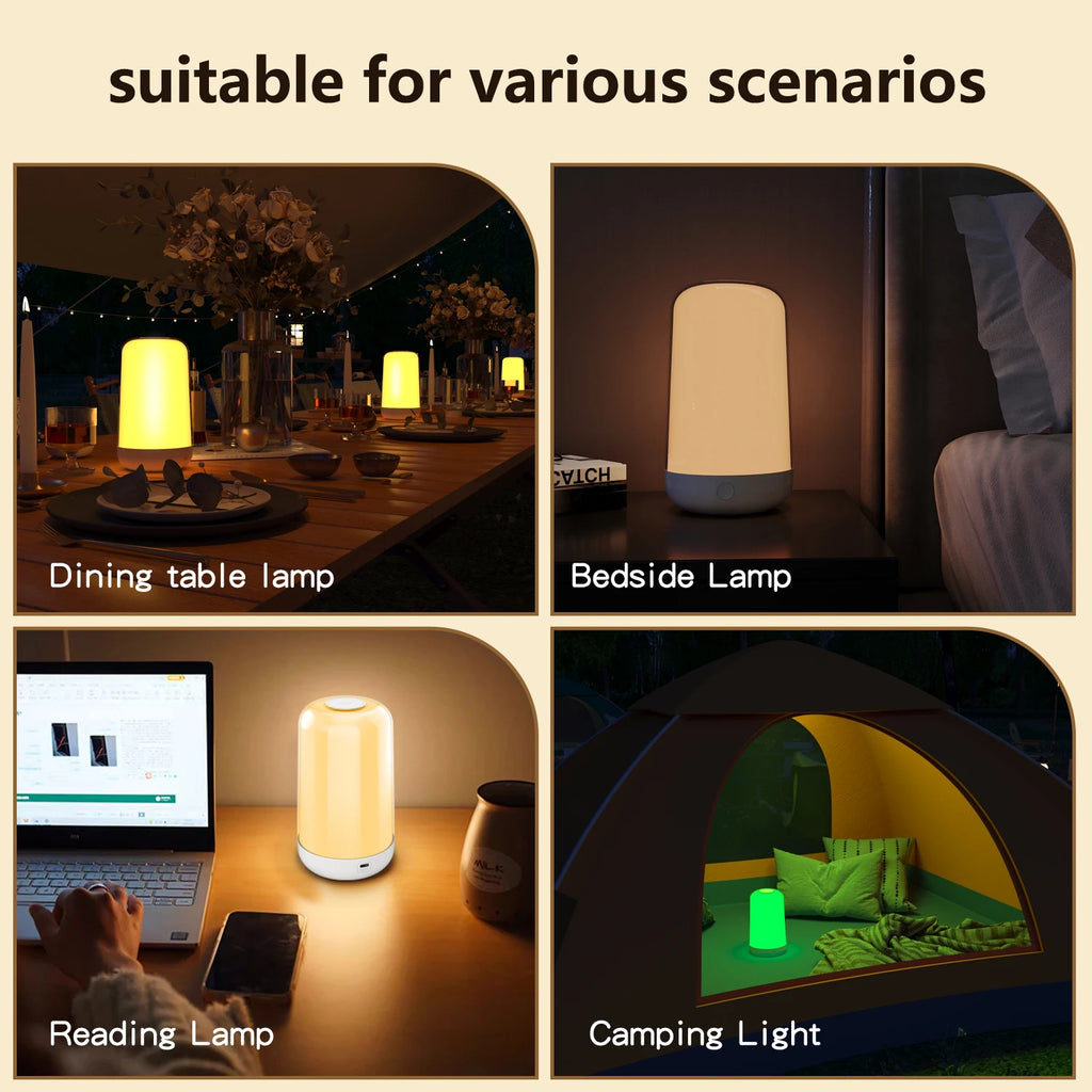 LAQTA Smart Touch Bedside Table Lamp with modern design, touch controls, and adjustable brightness for bedroom lighting.