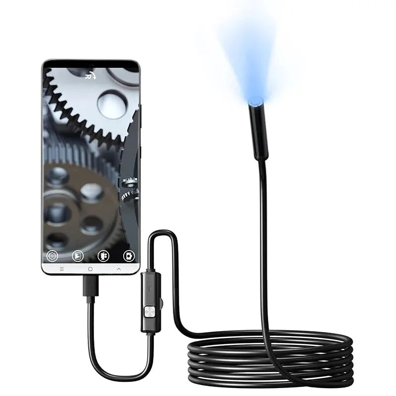 LAQTA 7.0mm Type-C endoscope camera with IP67 waterproof design, flexible probe, and portable inspection capabilities.