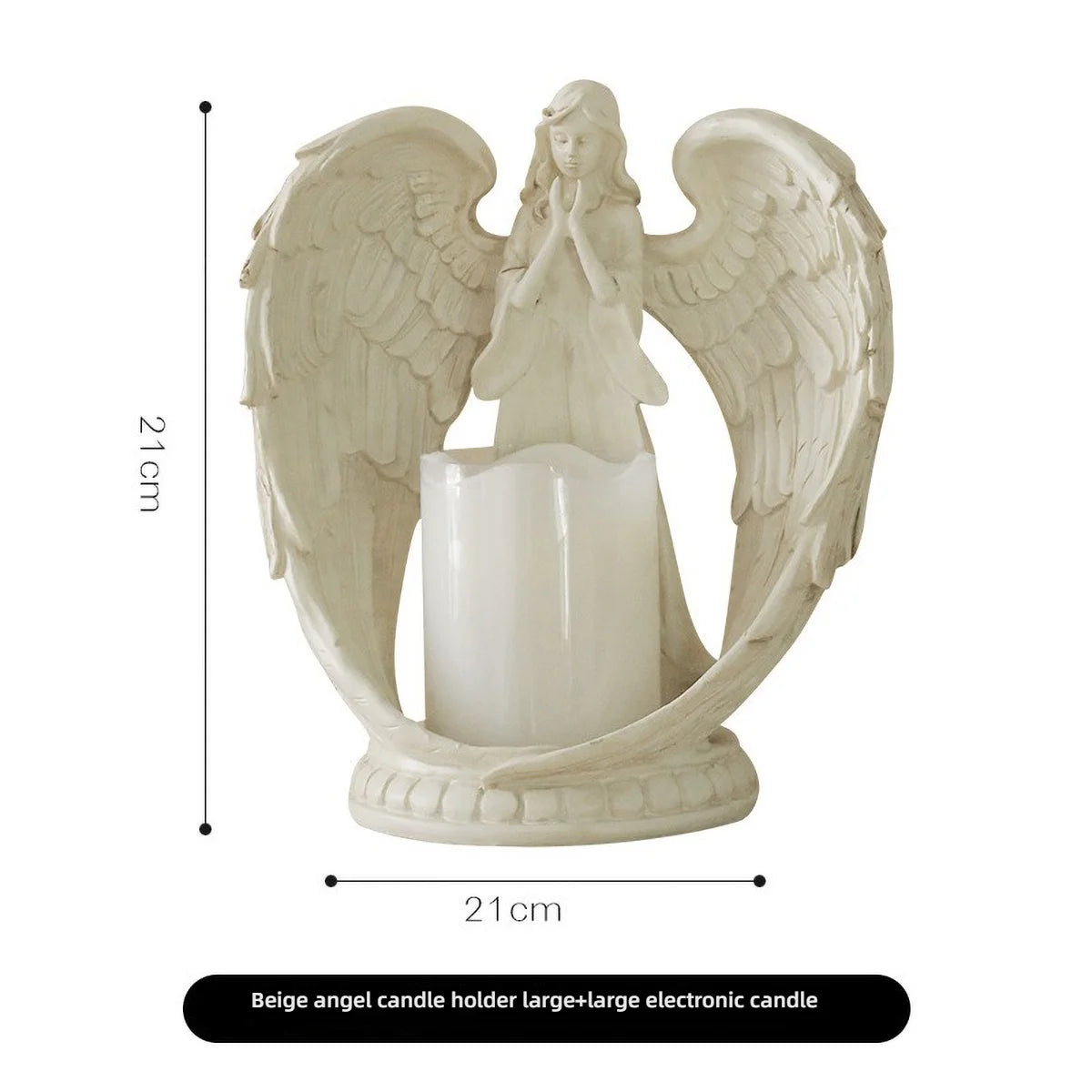 White angel-shaped candle holder by LAQTA featuring intricate detailing and a smooth finish, perfect for decorative candle display.