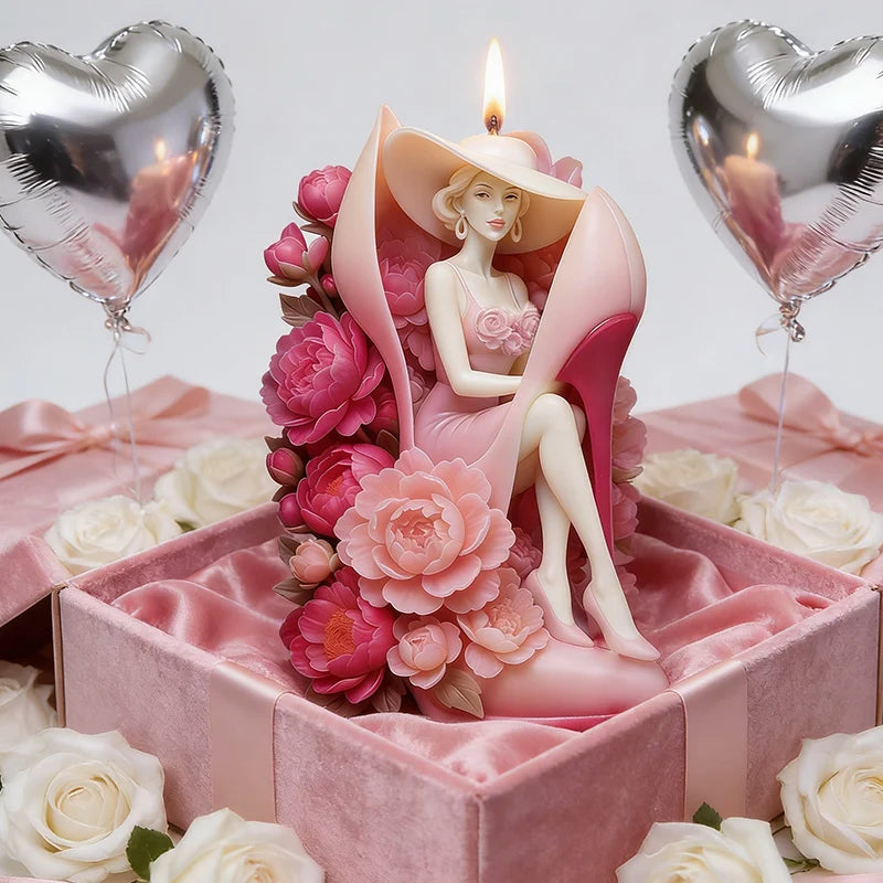 LAQTA Creative Floral 3D Candle Mold displaying a detailed floral design in green and pink silicone material