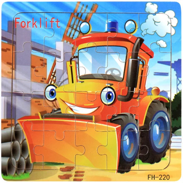 LAQTA Montessori 3D Puzzle showing colorful wooden pieces assembled into a geometric shape for educational play.
