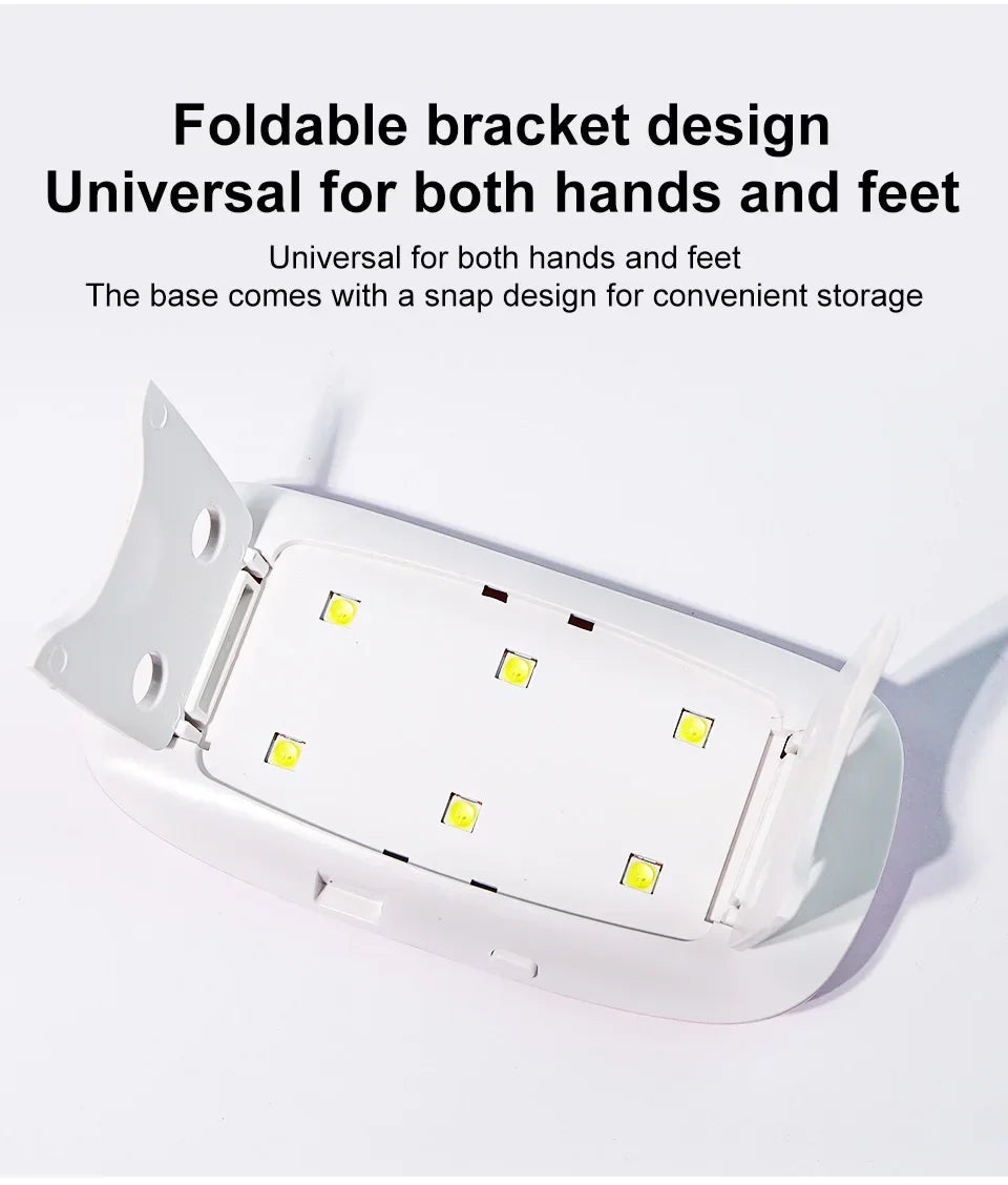 LAQTA portable nail dryer shown with compact design and LED drying surface for quick, efficient nail polish drying.