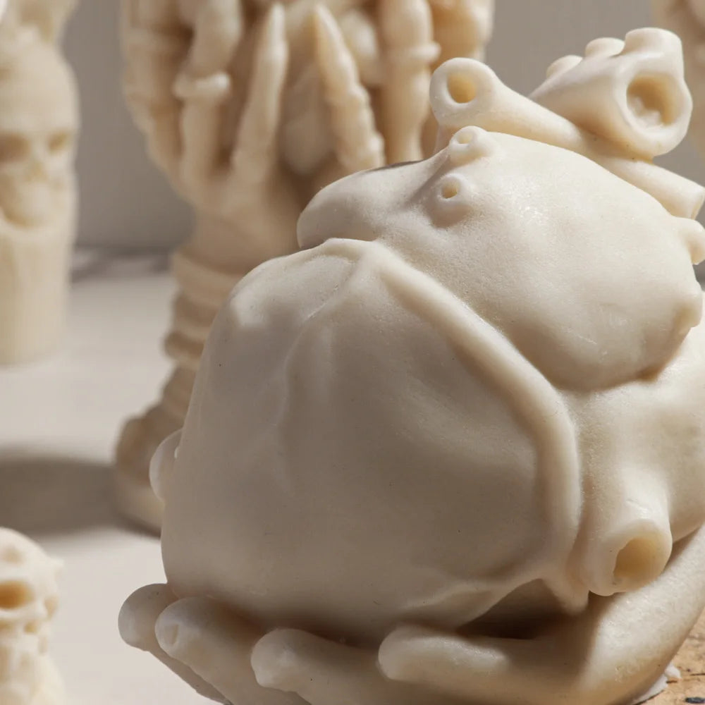 LAQTA Rose Relief Skull Candle Silicone Mold showing detailed skull and rose patterns for candle making.