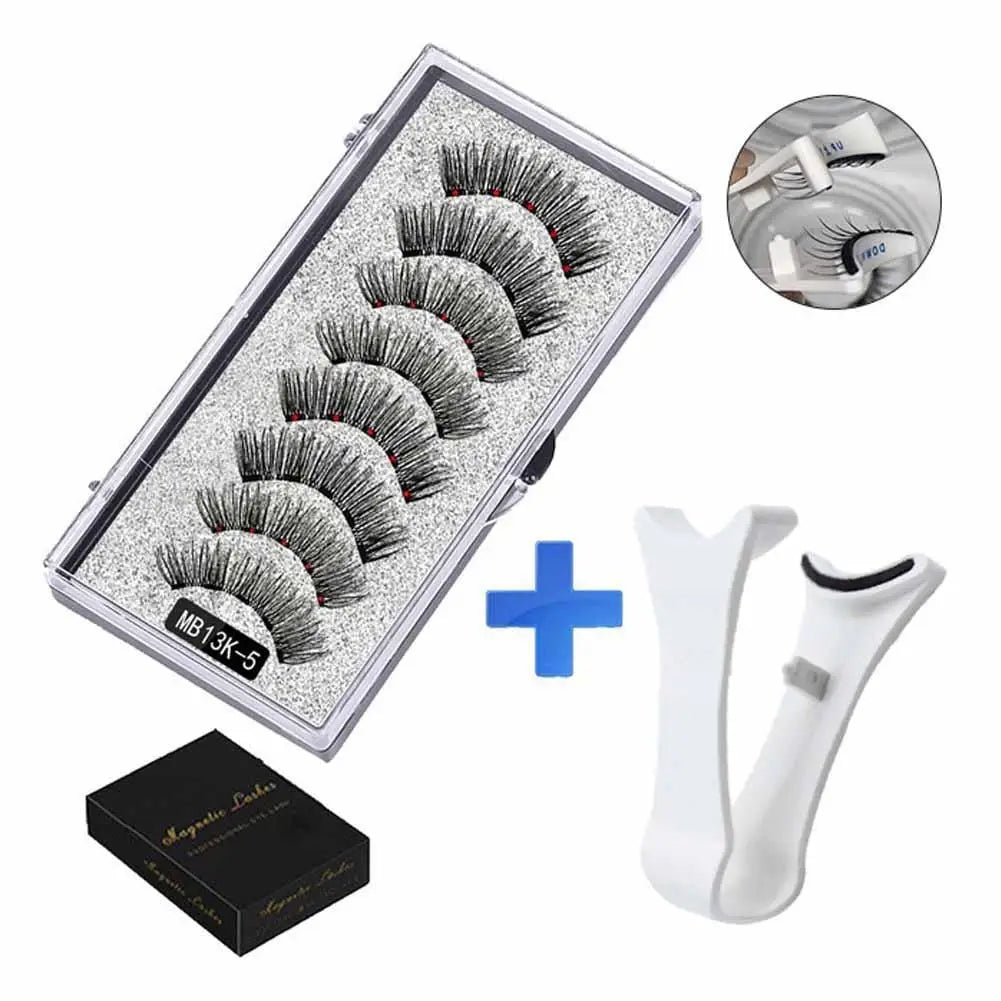 LAQTA Natural Magnetic 3D Eyelashes showcasing full, voluminous black lash extensions with magnetic strips for easy wear.