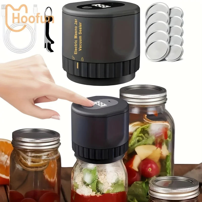 Semi-automatic can sealer by LAQTA, showing the stainless steel machine with handle and sealing mechanism for cans.