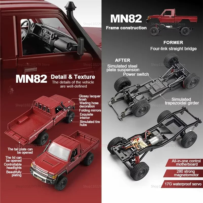 LAQTA 4WD off-road pickup truck with rugged design and large tires, suitable for adventurous outdoor driving.