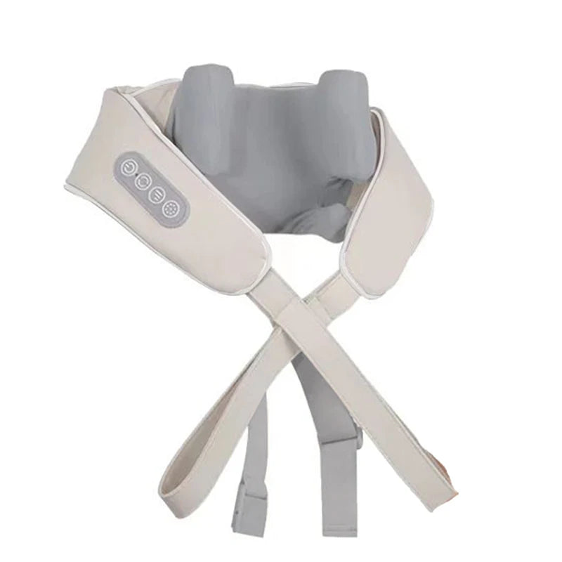 LAQTA neck massager in black, featuring ergonomic design with adjustable straps for relaxing neck and shoulder relief.