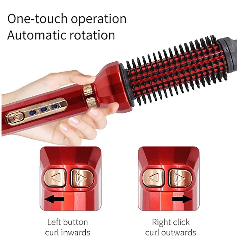 LAQTA automatic hair curling device with rotating barrel for easy, salon-quality curls in a sleek black design.