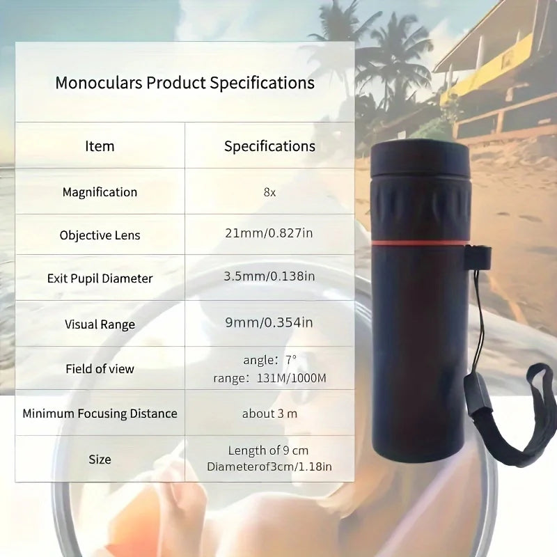 LAQTA 2000x25 HD Monocular Telescope with compact design and high magnification, ideal for outdoor and nature viewing.