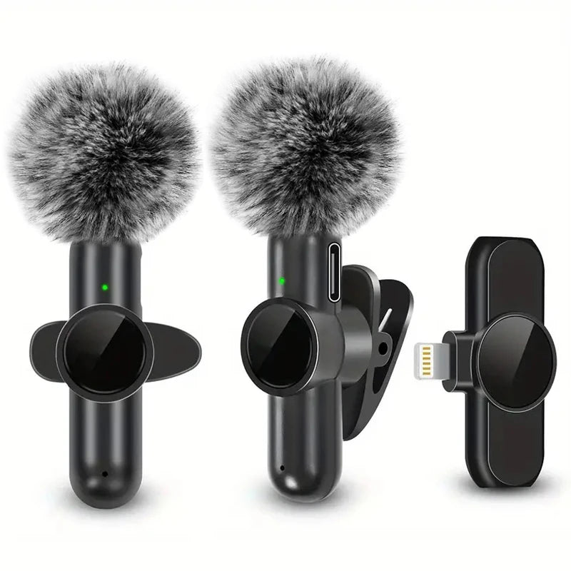 Wireless lavalier microphone by LAQTA with clip-on design for clear audio recording and hands-free use.