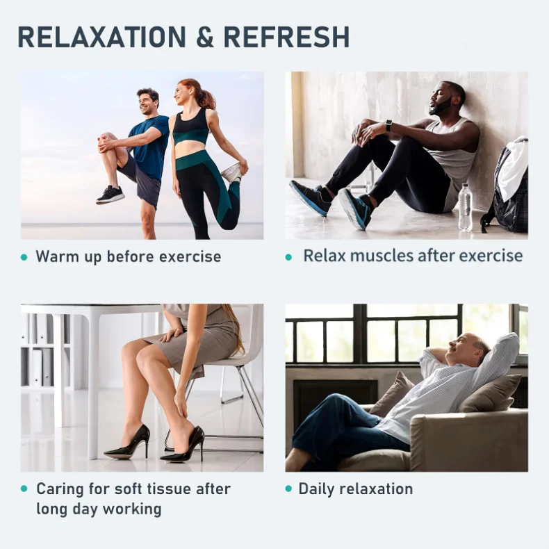 LAQTA electric pneumatic leg massager with adjustable straps and multiple air pressure chambers for relaxing leg therapy.