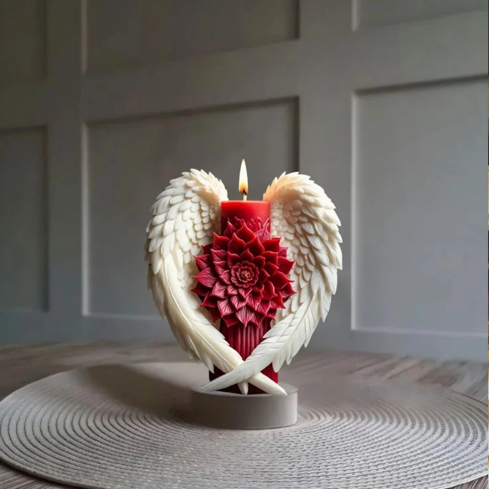 LAQTA 3D Wings Flower fragrance candle silicone mold showing detailed flower and wing designs for candle making.