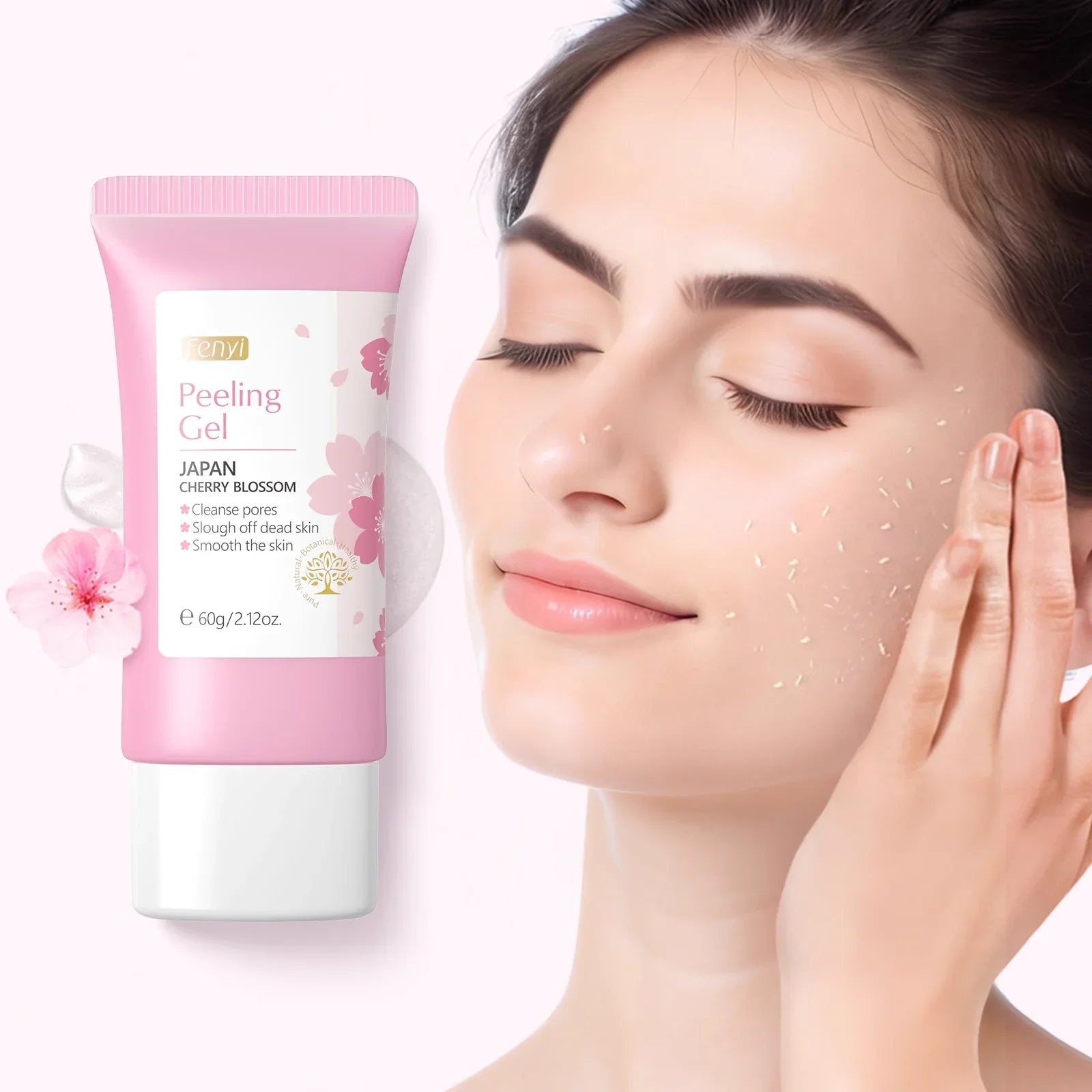 LAQTA Face Deep Cleaning Exfoliating Gel shown in a clear container, highlighting its gel texture and exfoliating particles.