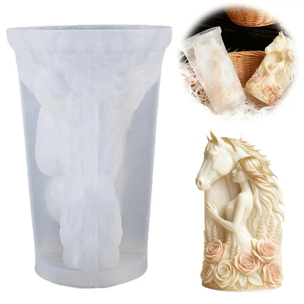 LAQTA Dreamy Horse Head Candle Mold showing detailed horse head shape in silicone for crafting candles and decorations.