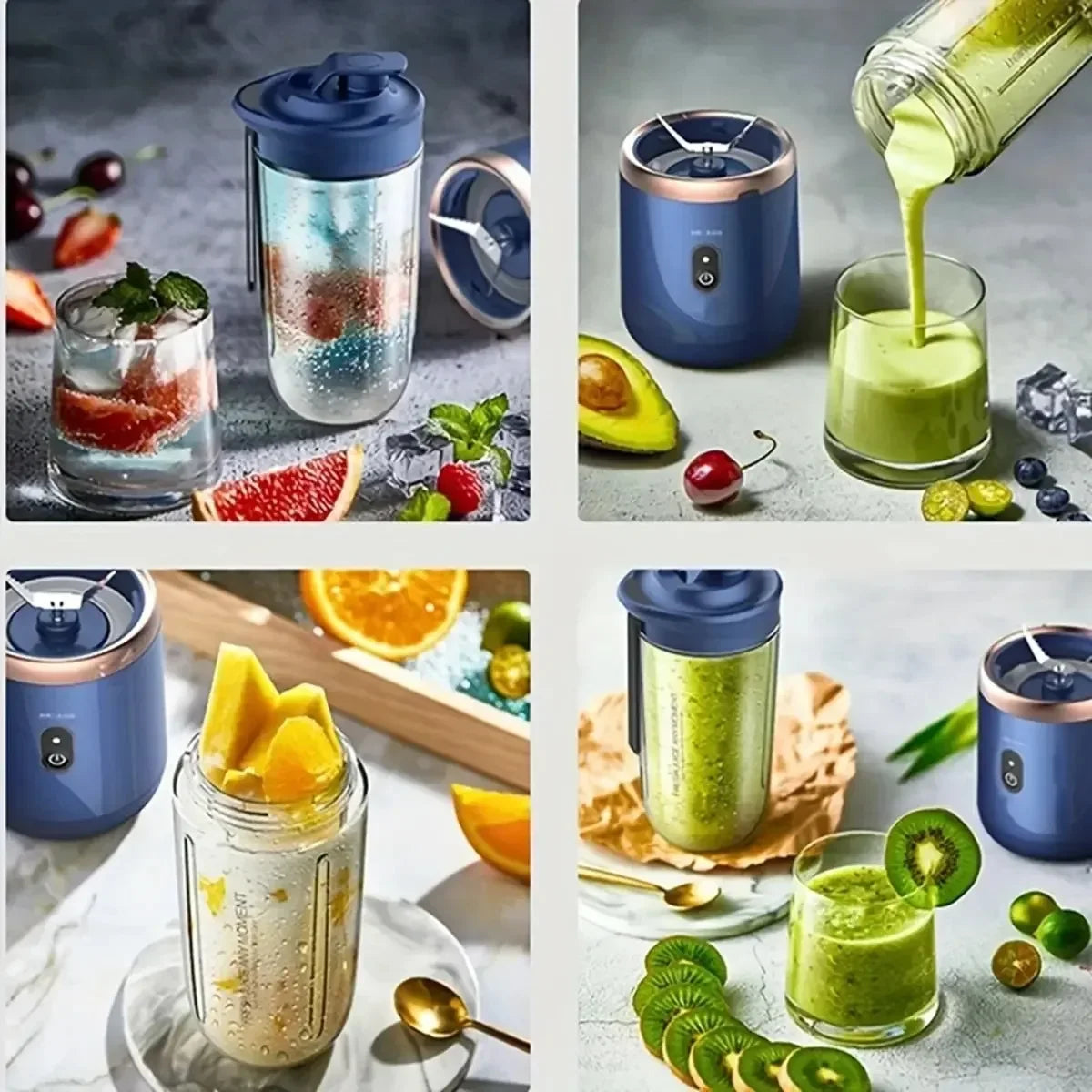 LAQTA portable blender with clear blending jar and lid, compact design perfect for smoothies and on-the-go use.