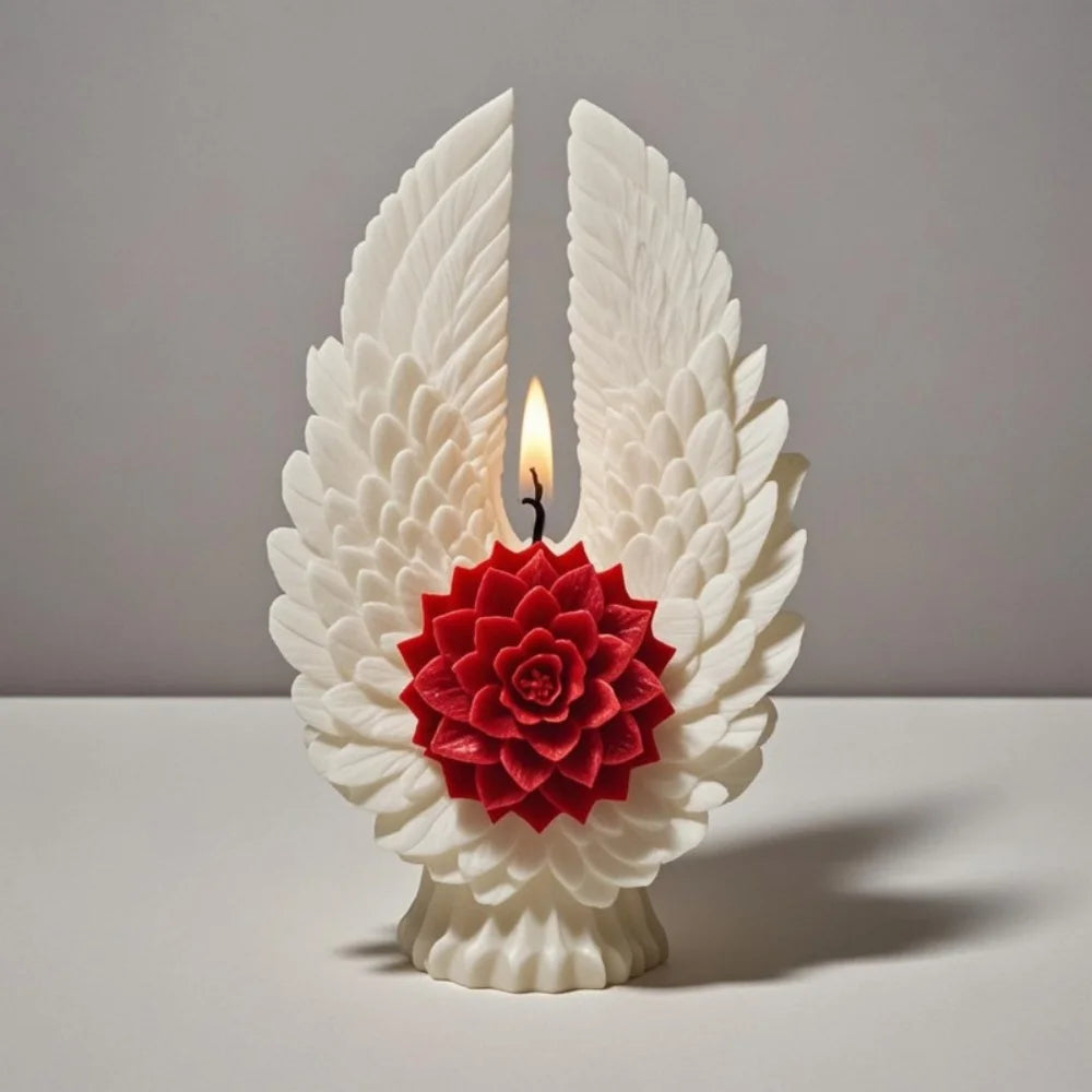 LAQTA 3D Wings Flower fragrance candle silicone mold showing detailed wing and flower designs for decorative candles