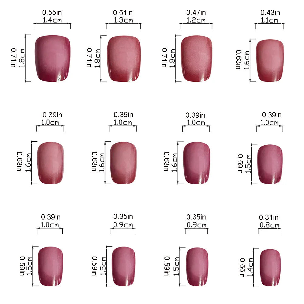 Set of 24 short acrylic nails with a sleek design from LAQTA, showcasing the nail tips and natural finish.