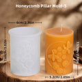 LAQTA 3D honeycomb pillar candle silicone mold showing detailed honeycomb pattern and flexible silicone material.
