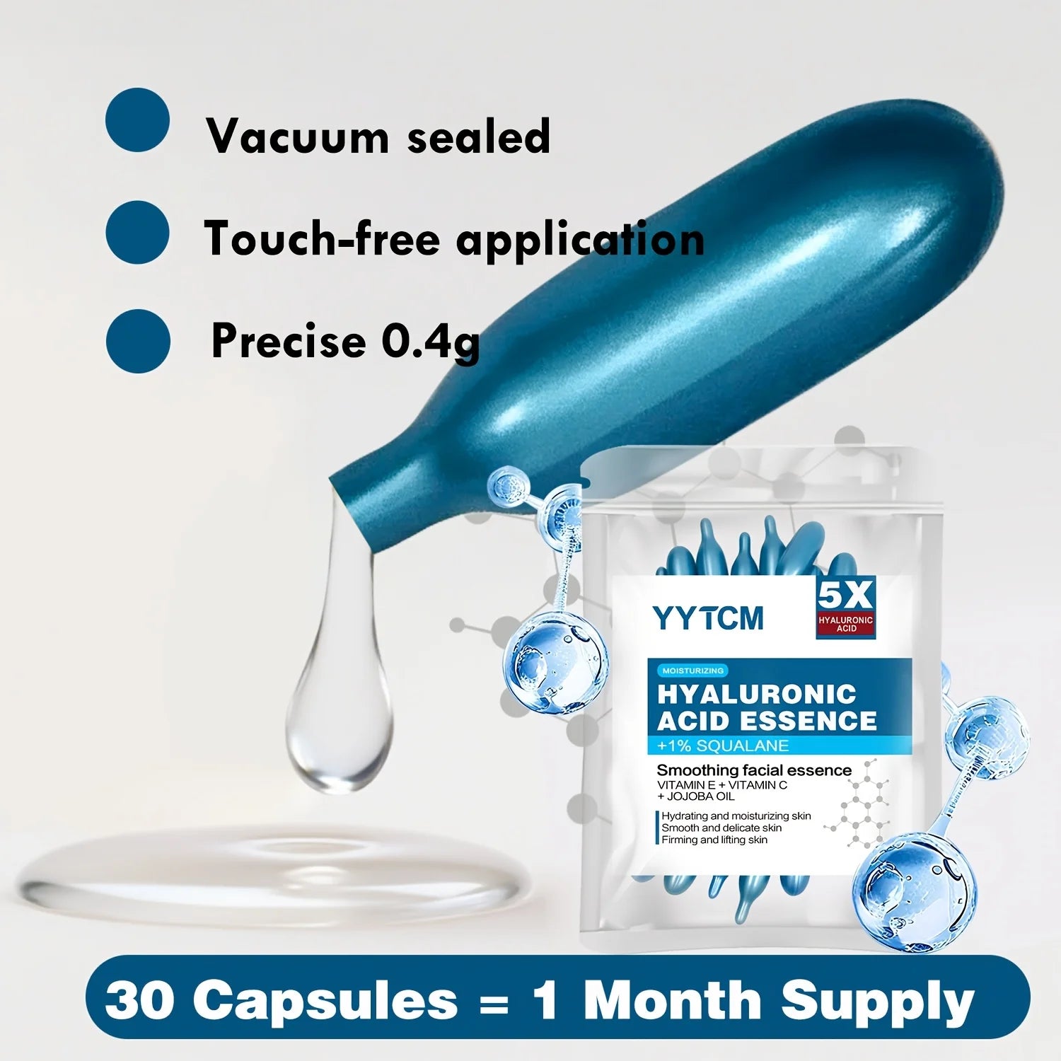 LAQTA Hyaluronic Acid Deep Moisturizing Capsule showing the capsule container and product packaging on a white background.