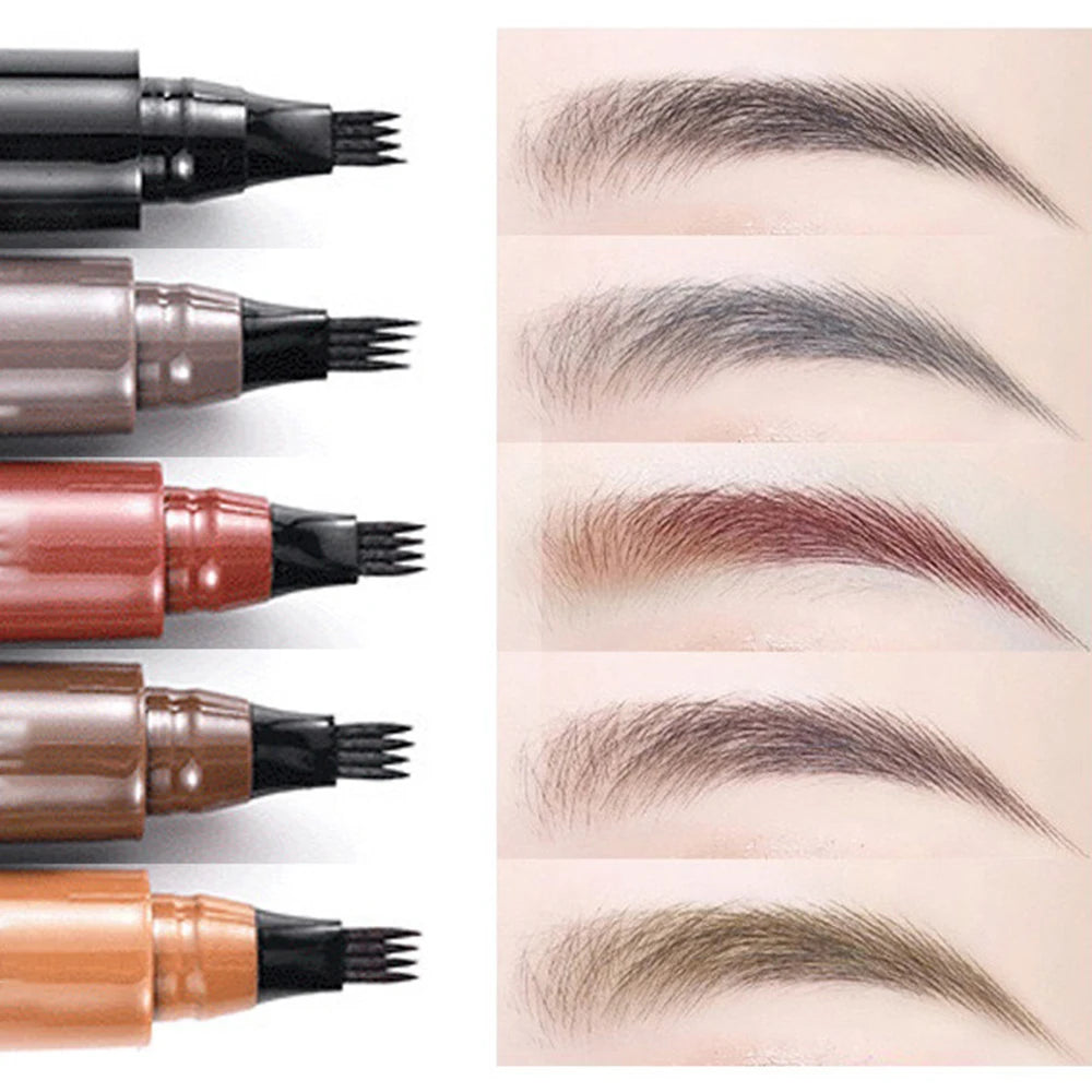 LAQTA four-pronged eyebrow pencil with a sleek design, featuring multiple tips for precise eyebrow shaping and filling.