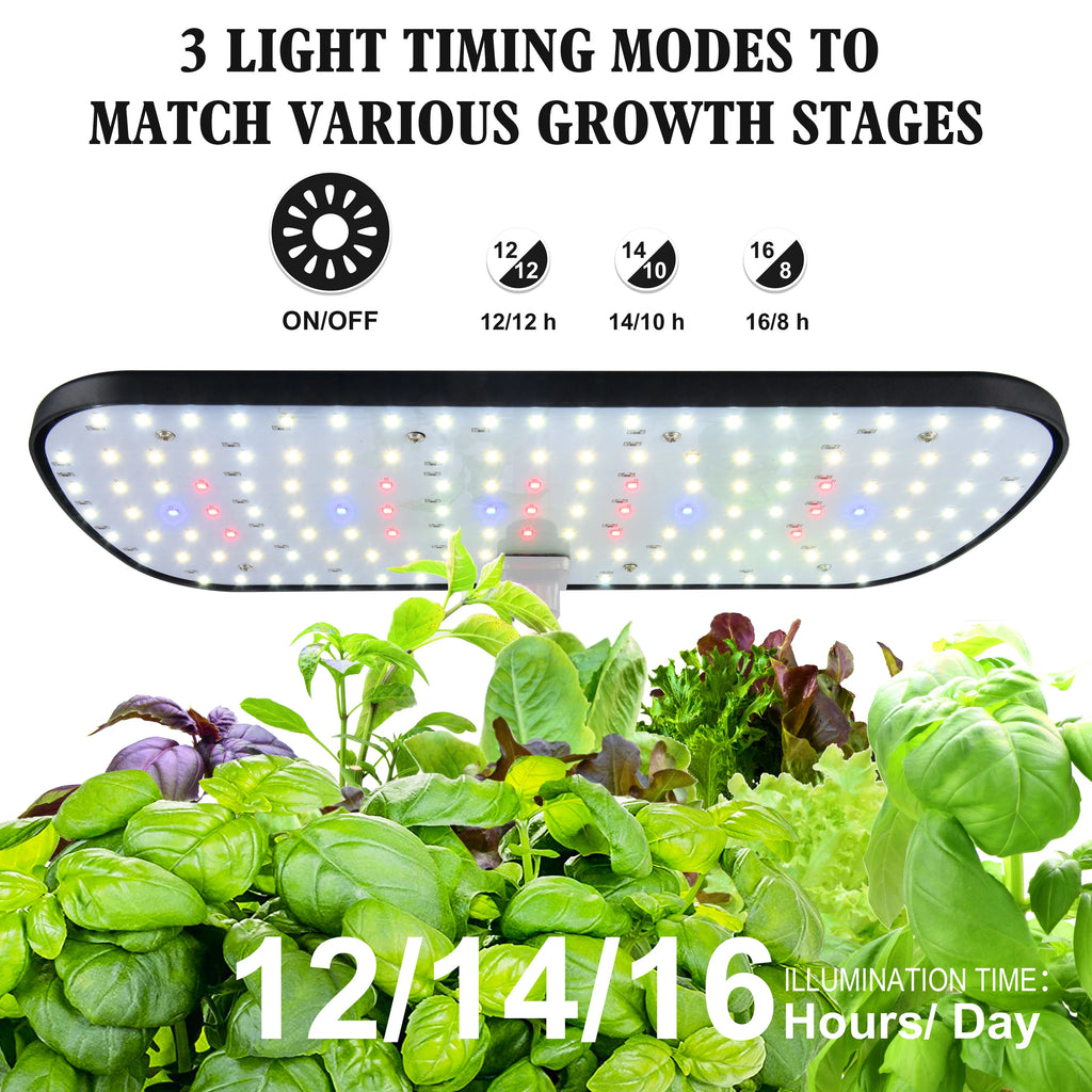 LAQTA 12 Pods Hydroponics Growing System with lush green plants and modern design for indoor vegetable and herb cultivation.