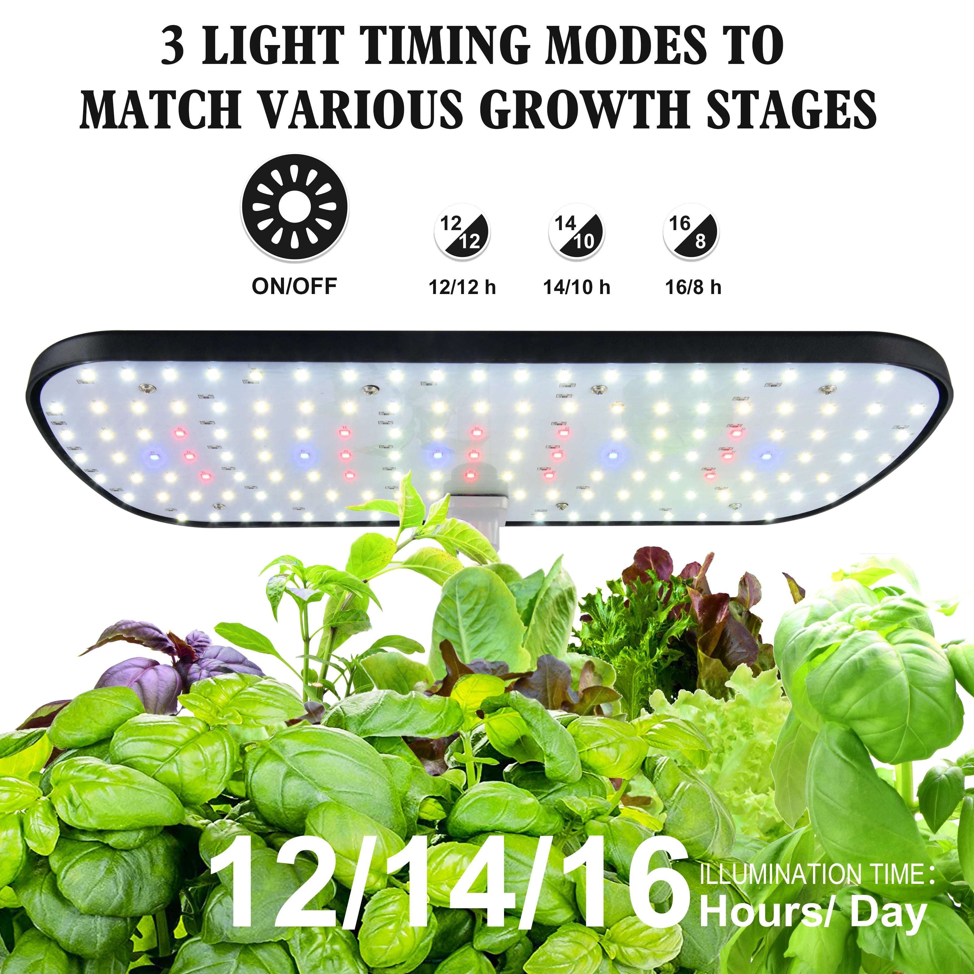 LAQTA 12 Pods Hydroponics Growing System with lush green plants and modern design for indoor vegetable and herb cultivation.