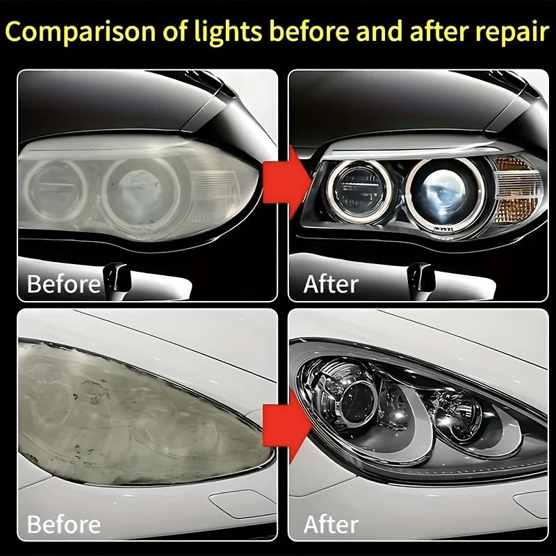 LAQTA car headlight restoration polishing kit with bottles and polishing pads for restoring cloudy, yellowed headlights.