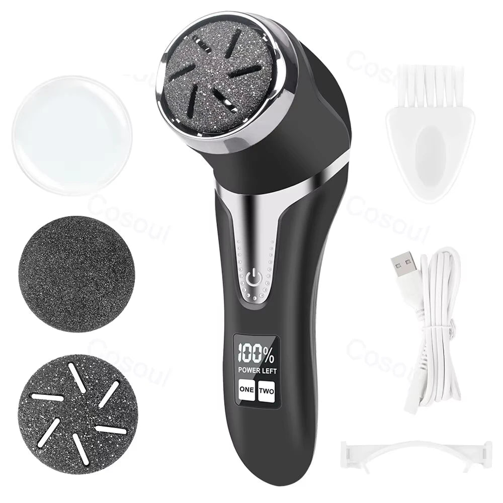 LAQTA electric foot file pedicure machine with textured roller and ergonomic design for smooth, exfoliated feet.