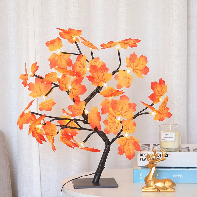 LAQTA LED rose leaf table lamp with illuminated floral design and modern style, perfect for decorative lighting.