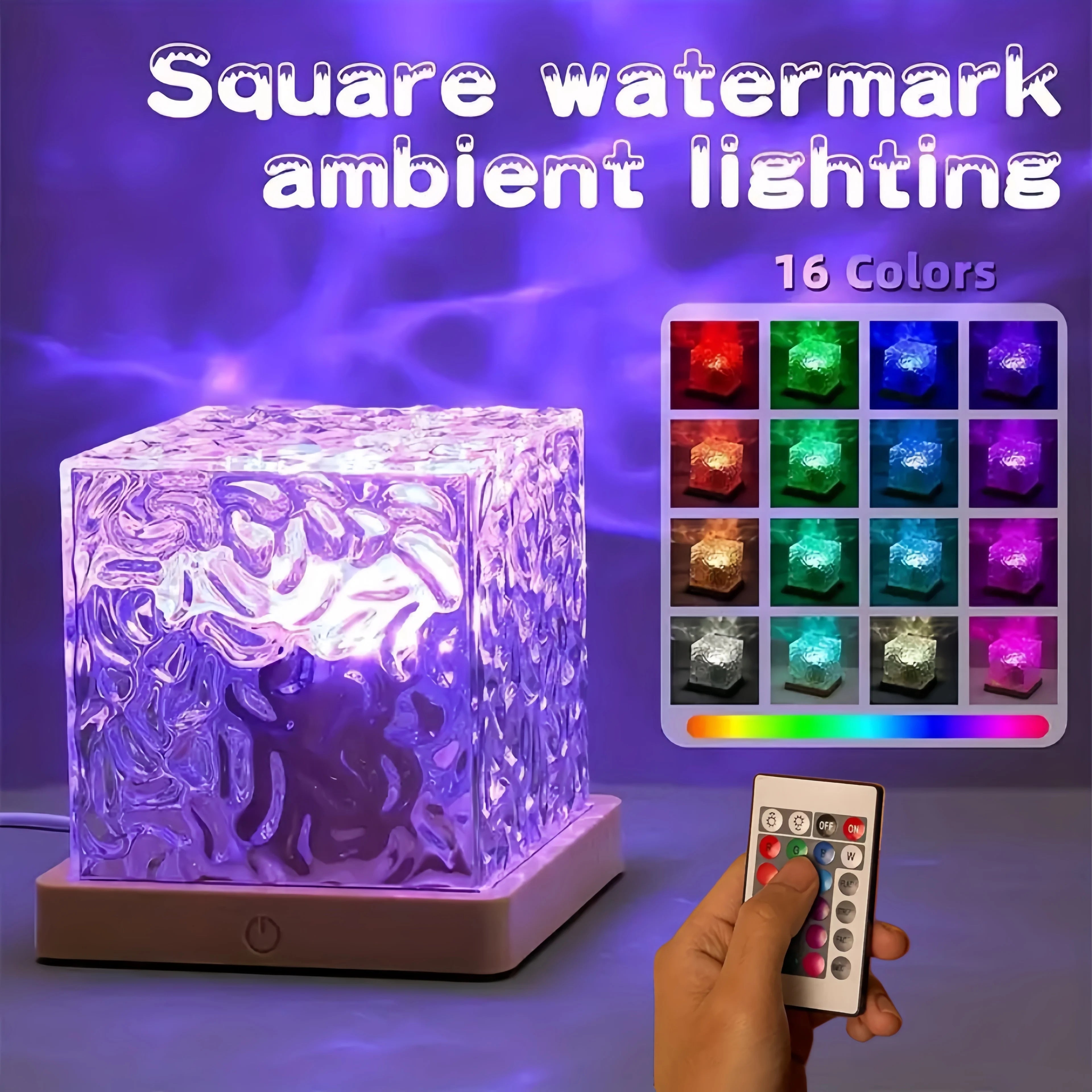 LAQTA dynamic rotating LED night light glowing in a dark room with colorful light patterns and adjustable brightness.