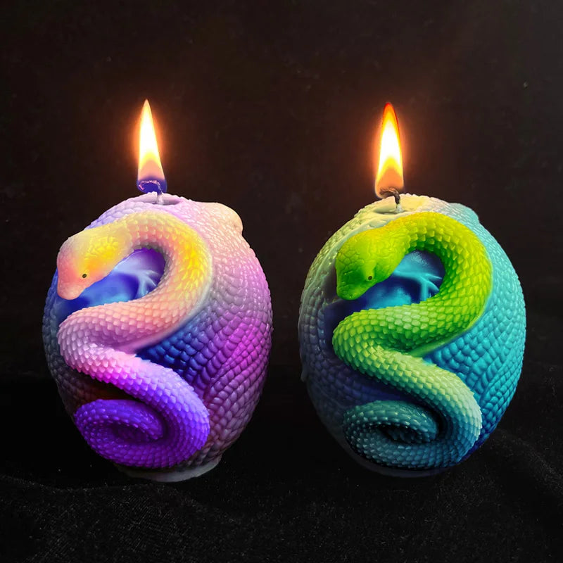 LAQTA Relief Snake Pillar Candle Mold showing detailed snake-shaped design for creating decorative candles.